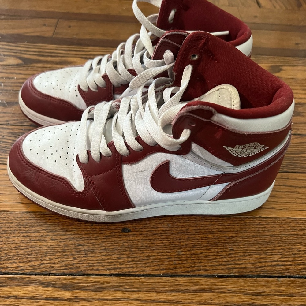 Nike Red and White High-Top Basketball Sneakers